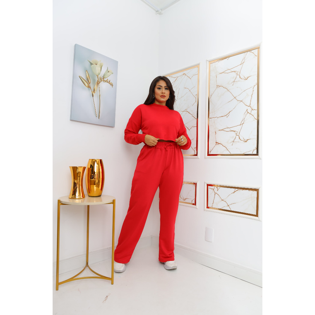 Conjunto Gringo - Calça Pantalona + Blusa Cropped Manga Longa | Estilo e Conforto em um Só Conjunto