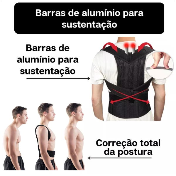 Colete Corretor Postural Coluna Cinta Reforçada Unissex para Coluna e Lombar com ajuste