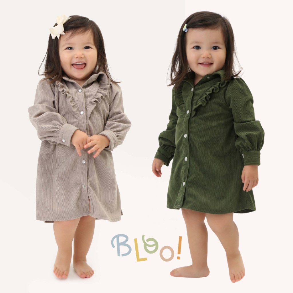 Vestido Infantil Bebê Manga Longa Menina com Gola de Babados Paris