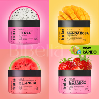 Esfoliante Corporal e Facial Cheiro de Fruta Porán 240g - Corpo e Rosto - Melancia - Pitaya - Manga Rosa - Rosa Mosqueta em Oferta na Shopee