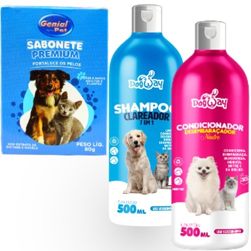 Kit Sabonete perfumado + Shampoo Clareador + Condicionador Para Cachorro e Gato - Envio Imediato em Oferta na Shopee