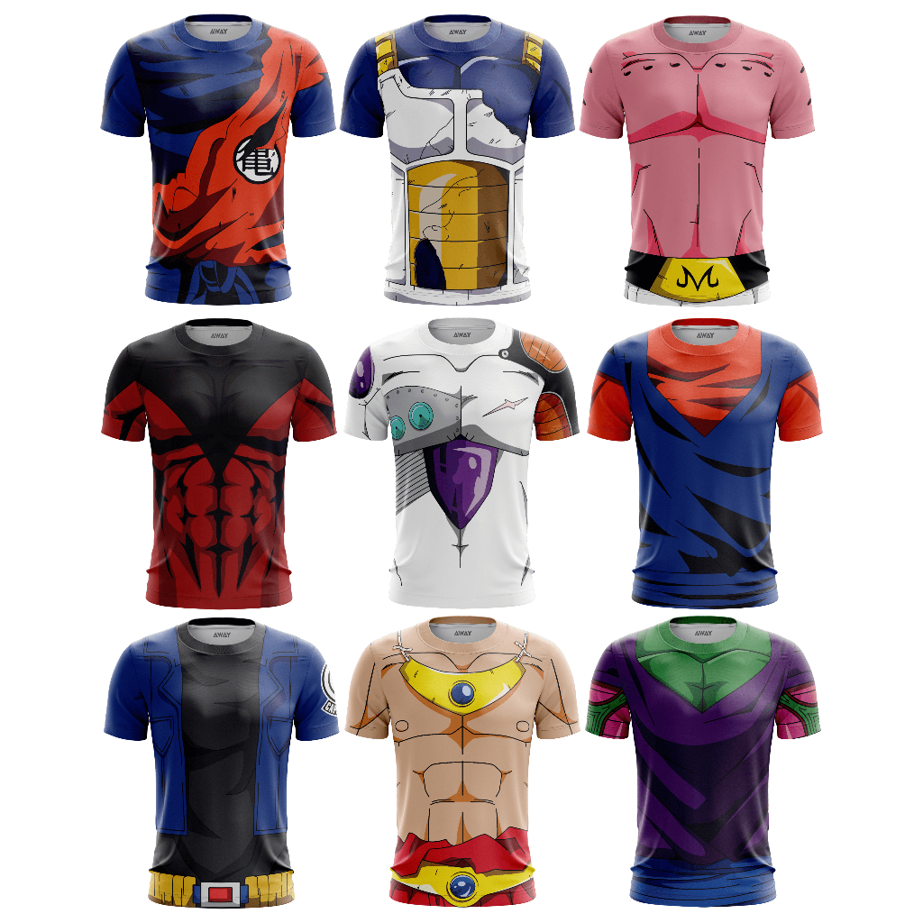 Camisa Camiseta Personagens Dragon Ball Z Dryfit com proteção Uv50+ Academia / Treino / Corrida / Cosplay / Fantasia em Oferta na Shopee