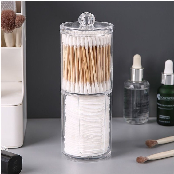 Porta De Cotonete 19x6,8Cm Disco De Algodão Ou Maquiagem Porta Cotonete Camada Dupla Top Útil