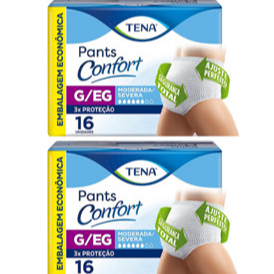 Kit 2 Fralda Geriátrica Tena Pants Confort G/XG 16 Unidades Cada