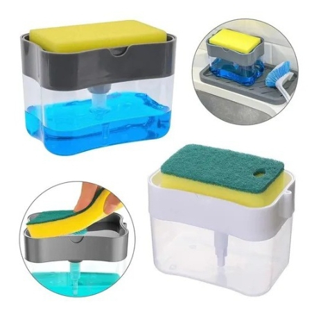 KIT 2 Dispensador para Sabão Detergente 2 em 1 Acompanha Bucha Esponja em Oferta na Shopee