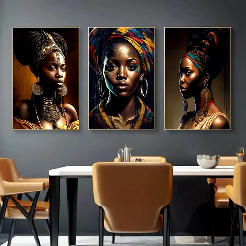 Quadro Decorativos 3 Peças Africanas