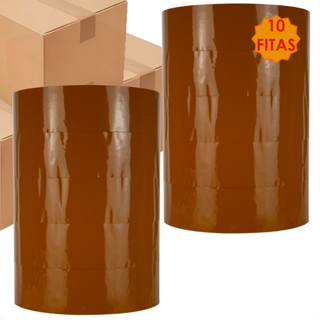 Kit 10 Fitas Rolo Adesiva 500m Larga Marrom Embalagem em Oferta na Shopee