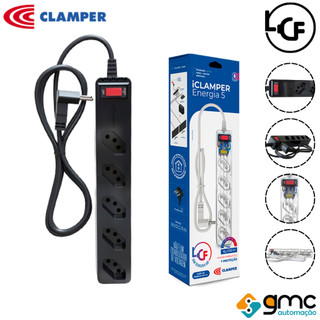 Filtro De Linha Protetor de Surto DPS Clamper Energia 5 Tomadas PRETO LCF