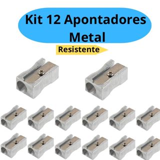 Kit 12 Apontador Metálico Clássico Resistente Apontador de Metal Escritório Escolar Masterprint em Oferta na Shopee