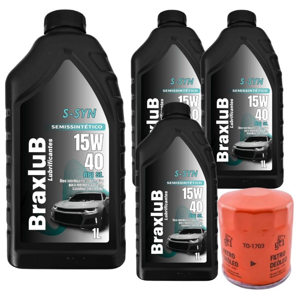 KIT REVISÃO 15W40 BRAXLUB + FILTRO TO1703 (MOTOR FIASA)