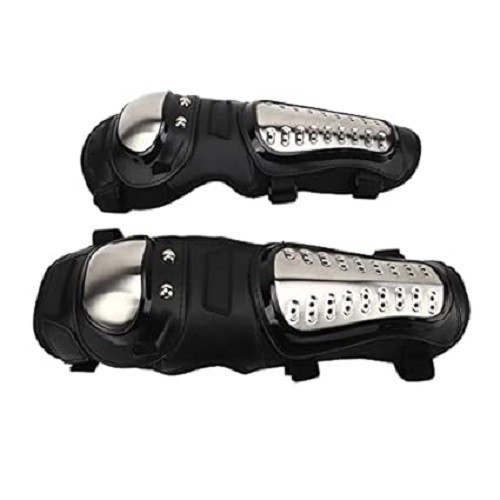 Kit Joelheira Cotoveleira Aco Inoxidavel Protetor Canela Joelho Cotovelo EPI Motoqueiro Envio Rápido