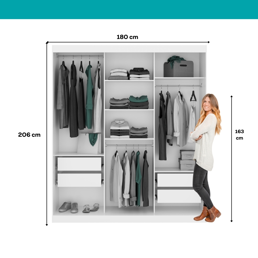 Detalhes do Guarda Roupa Casal 3 Portas de Correr com Espelho Branco Carraro