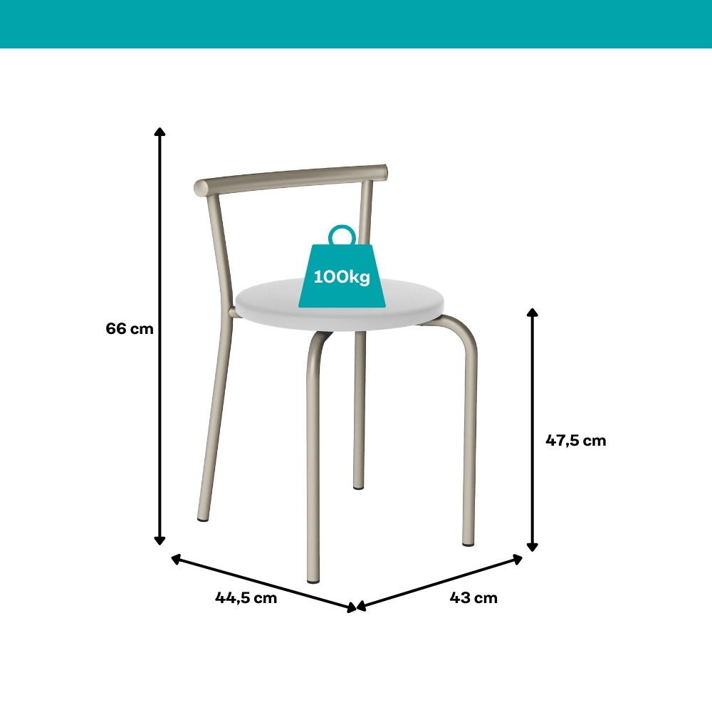 Detalhes do Conjunto Sala de Jantar Palermo com Mesa e 2 Cadeiras Carraro Branco/Prata