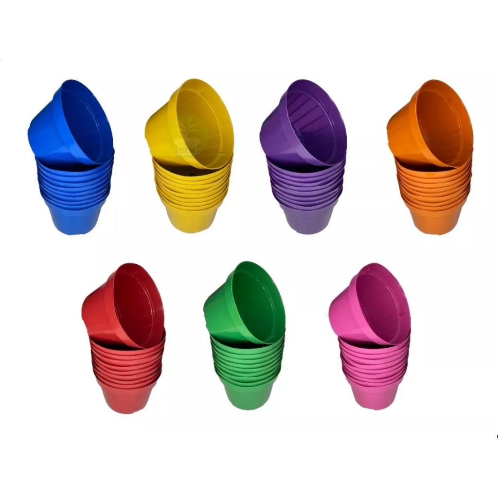 60 Vasos Plástico Pote 11 cm 430ml COLORIDO para Mudas, Suculentas, Rosa do Deserto, Violeta