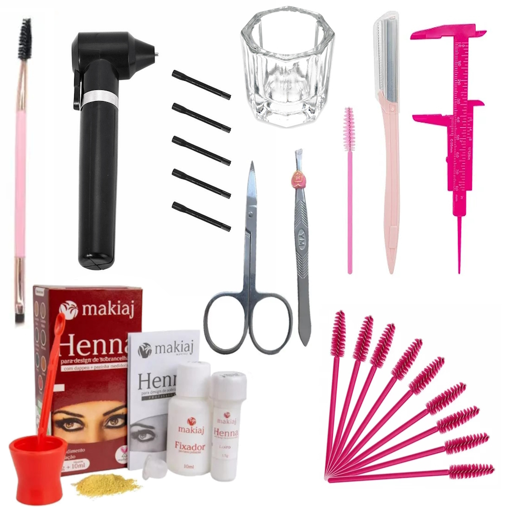 renna para sobrancelhas Henna makiaj kit iniciante designer sobrancelhas completo pincel misturador