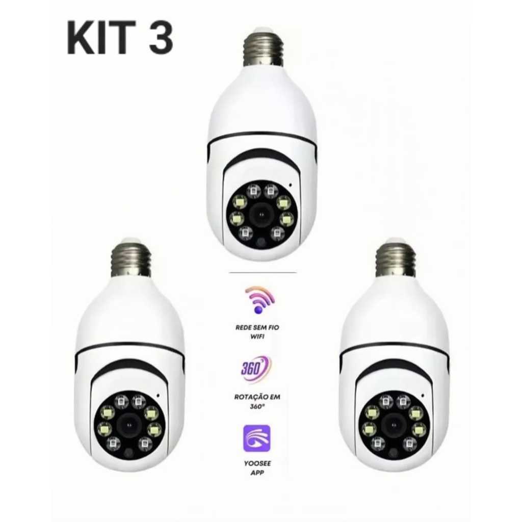 Kit Câmera de segurança a Prova D'água sem fio gira 360 com app Yousee full HD visão nottu...