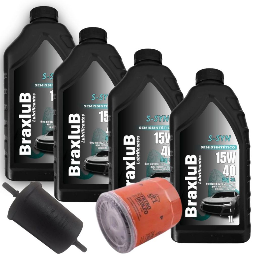 KIT REVISÃO 15W40 BRAXLUB + FILTROS TO1702/TCG1507 (SIENA 1.0)