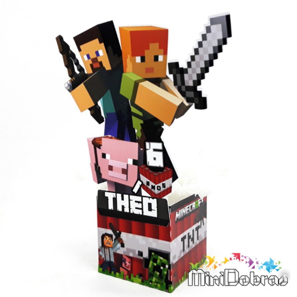 Cachepo Centro de Mesa Personalizado Minecraft