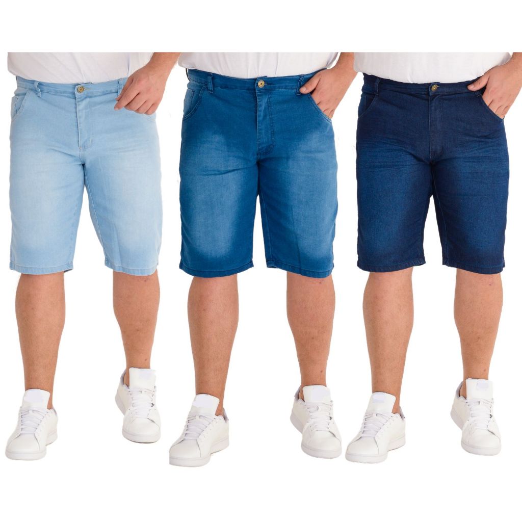 Kit 2 Bermuda Jeans Masculina Adulto Plus Size Short Jeans Masculino