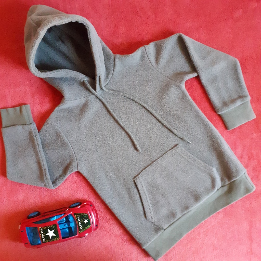 Blusão Agasalho com capuz e bolso canguru de microsoft (fleece) verde Hot Dog - Tam. 4