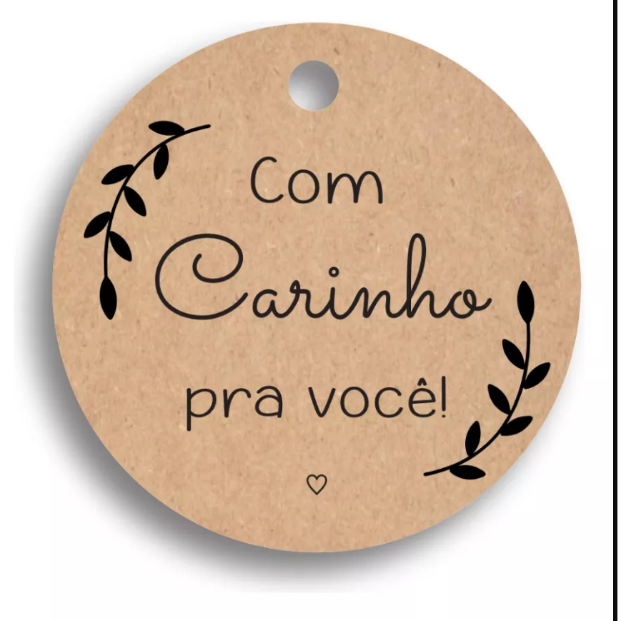100 tags de etiquetas redontas 4 cm em kraft com várias opções de frases para seu produto, ou personalizada com sua arte em Oferta na Shopee