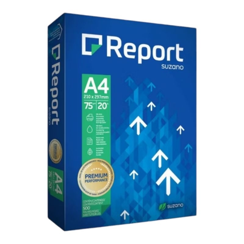 Papel Sulfite Report Suzano para Impressão A4 75grs com 500 / 1000 e 1500 Folhas