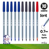 Kit de 10 canetas esferográficas de ponta fina