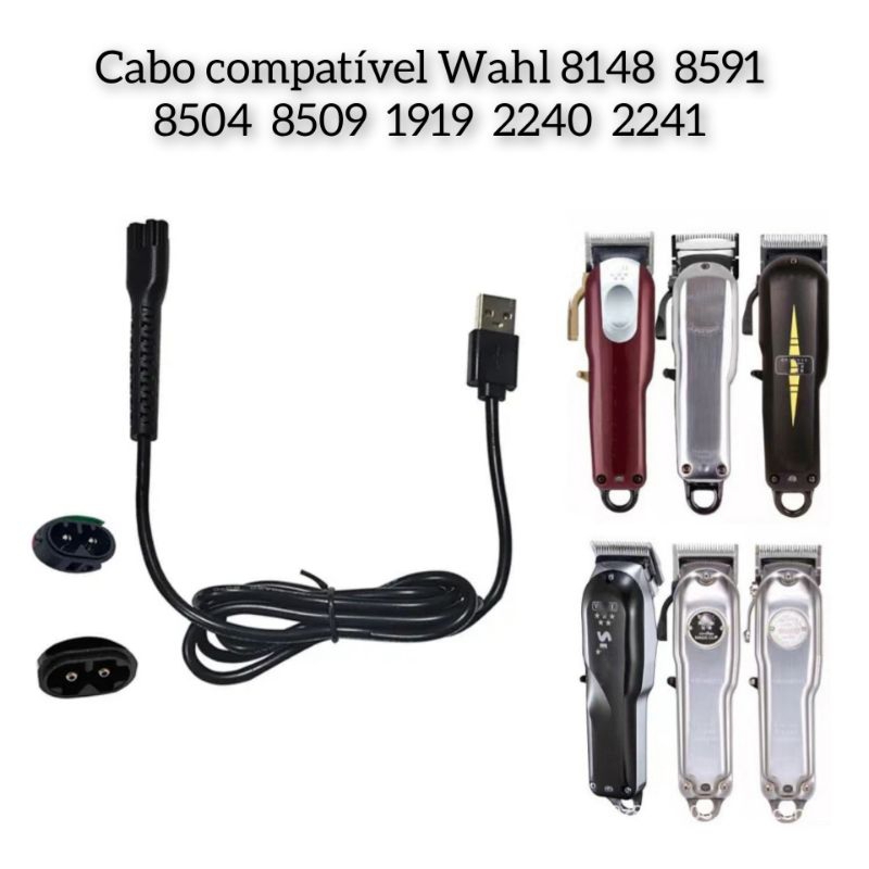 Cabo de carregador para máquina Wahl Magic Clip/Senior/ Designer/Super Taper/Legend/Kemei2600 8148 8591 8504 1919 2240 2241