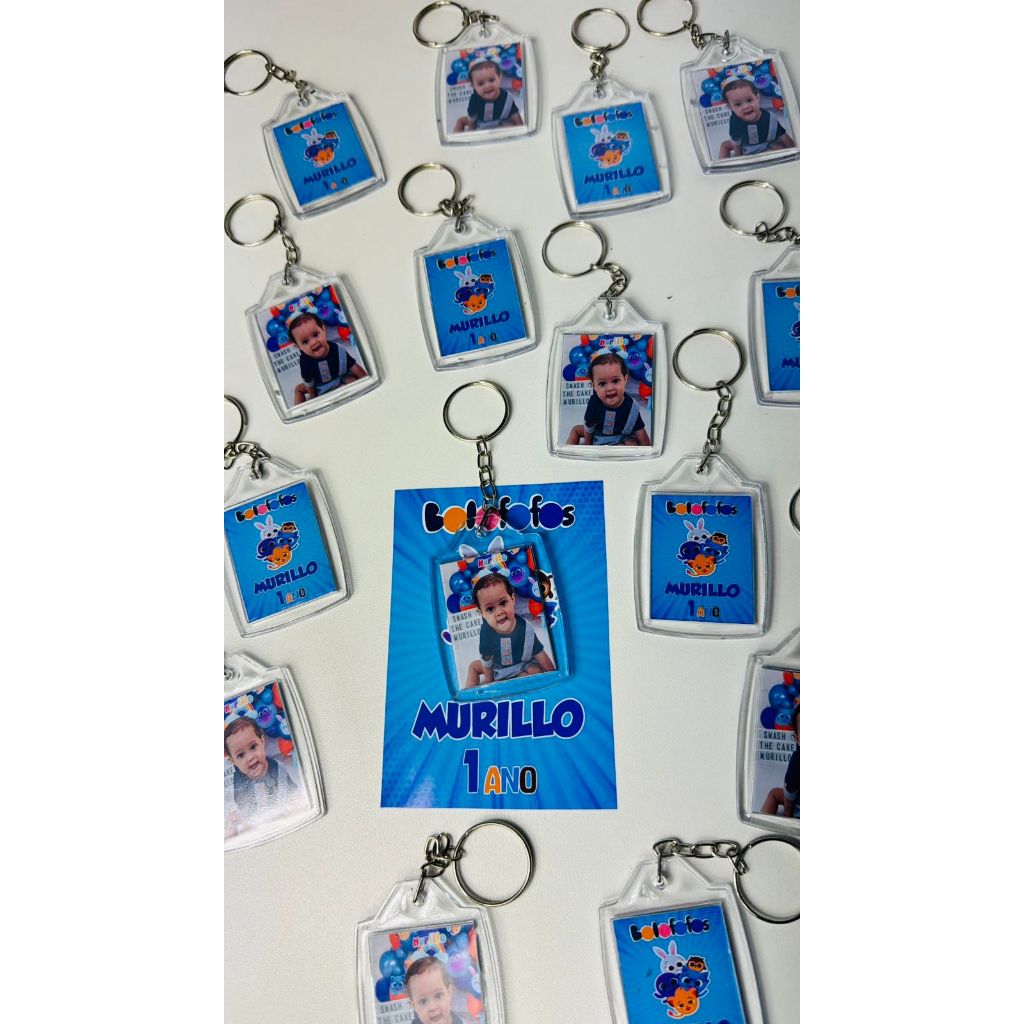 10 Chaveiros de Acrilico 3x4 Personalizados - TODOS OS TEMAS (Aniversário, Lembrancinha Maternidade, Chá de Bebê, Chá de Panela)