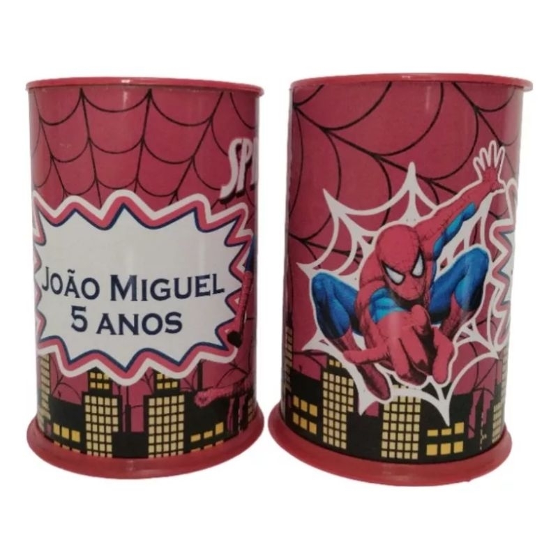 10 porta lápis personalizado homem aranha(lembrancinha aniversário)