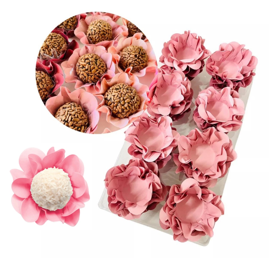 40 Forminha para Doces Finos Formato Flor - Casamento/Aniversário/Batizado - Diversas Cores em Oferta na Shopee