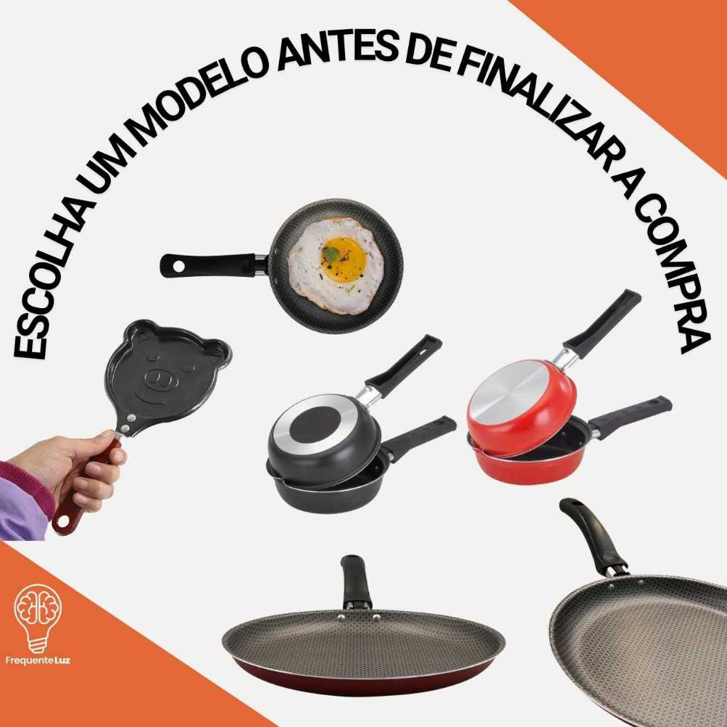 Frigideira Dupla Hamburgueira Omeleteira Panquequeira Antiaderente 14cm Nacional Vermelha ou Preta