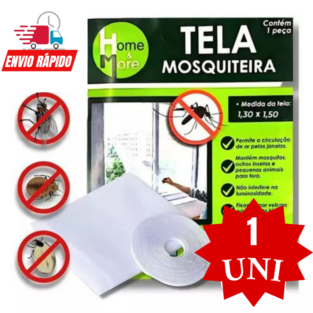 Tela Mosquiteira Mosquiteiro  Poliéster com Vélcro  de Fácil Instalação Mosquitos Pernilongo Insetos Promoção