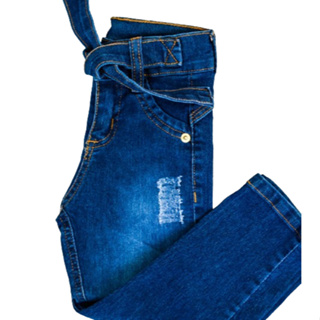 Calca Jeans Para Menina Infantil Feminina Com Regulagem De Tamanho Na Cintura Laco em Oferta na Shopee