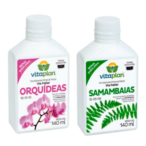 Kit 02 Un - Fertilizante Orquidea 140 ML Liquido + Fertilizante Samambaia 140 ML Liquido - Vitaplan