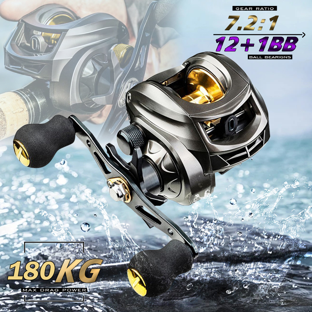 Carretel De Pesca Metálico AK2000 Pitching 7.2 : 1 Alta Velocidade 180kg Max Golden Grey Drag Água Salgada Com Isca Mão em Oferta na Shopee