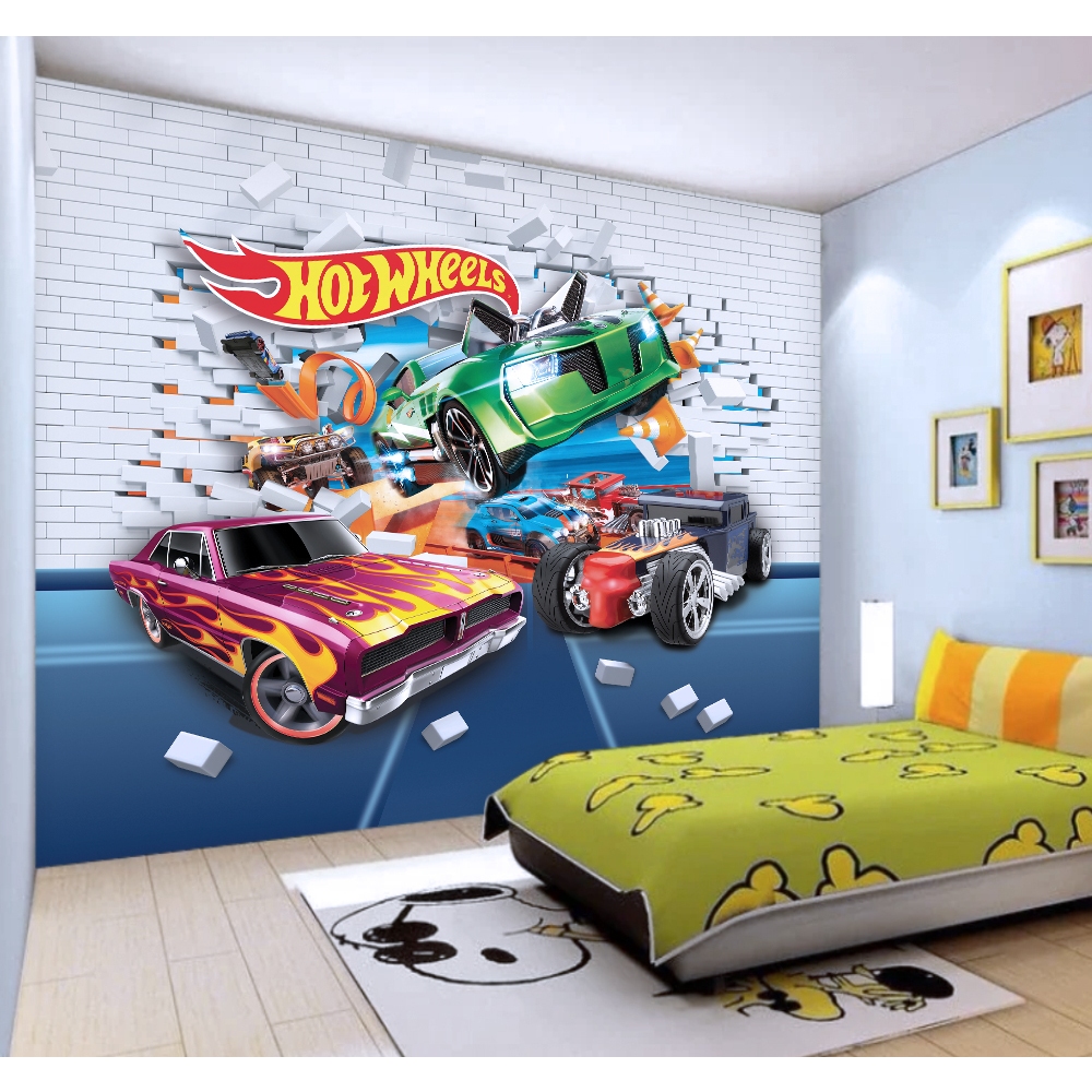 Papel de Parede Quarto Infantil de Menino Personagens Carros Hot Wheels Crianças Lançamento em Oferta na Shopee