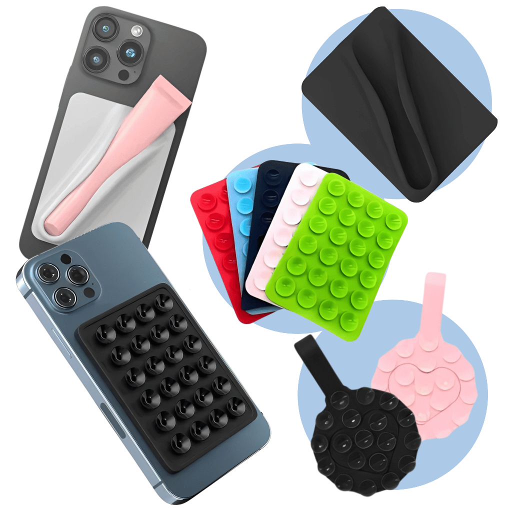 Suporte De Silicone Com Ventosa Multifunção Rhode Porta Gloss Batom Com Alça Para Capinha De Celular