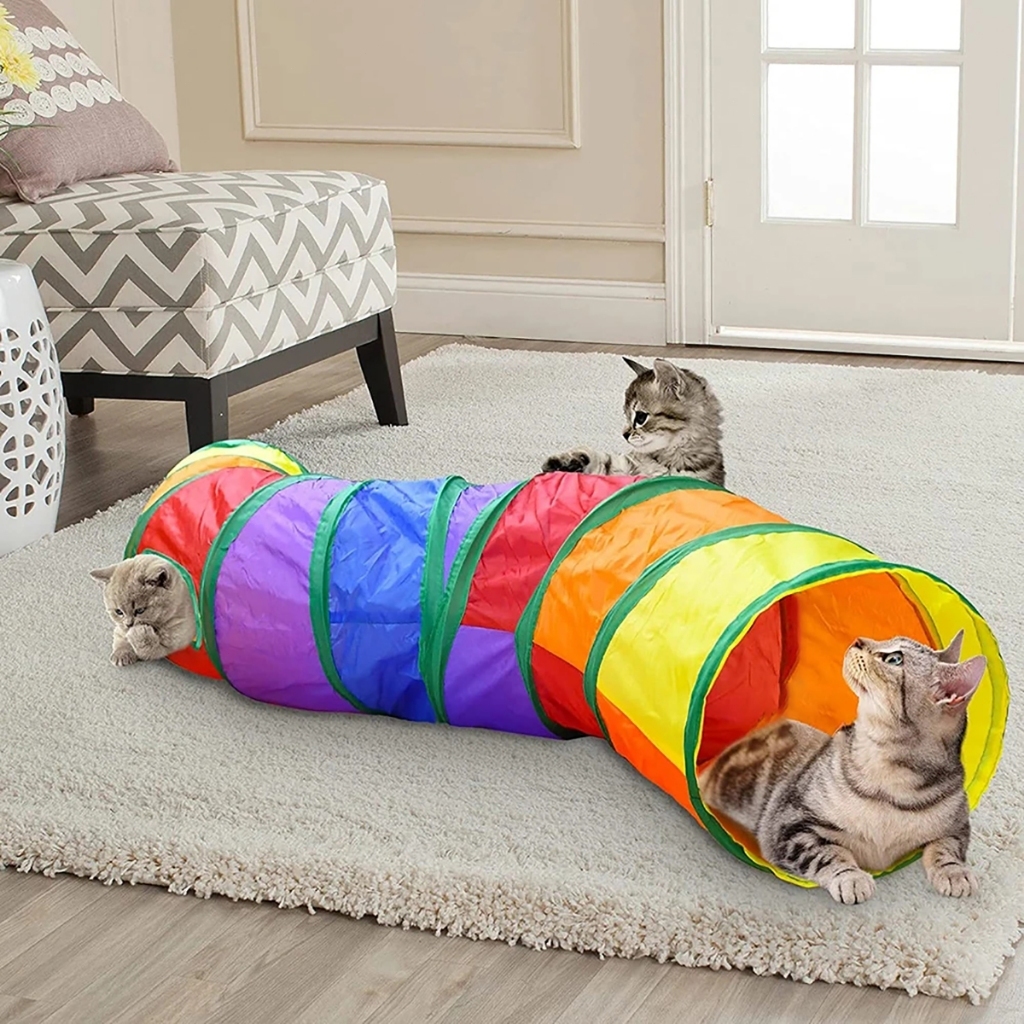 Brinquedo Para Pets Túnel Labirinto Para Gatos Colorido em Oferta na Shopee