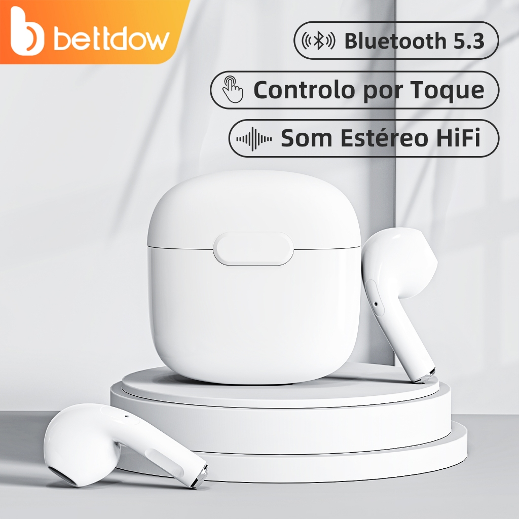 BETTDOW Fones de ouvido sem fio Bluetooth 5.3 HiFi Bluetooth Fones de ouvido Touch Audio Fones de ouvido sem fio l