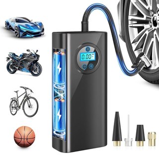 Compressor de Ar Portátil Elétrico Sem Fio com Display Digital Inflador de Pneus Carro Moto Bicicleta