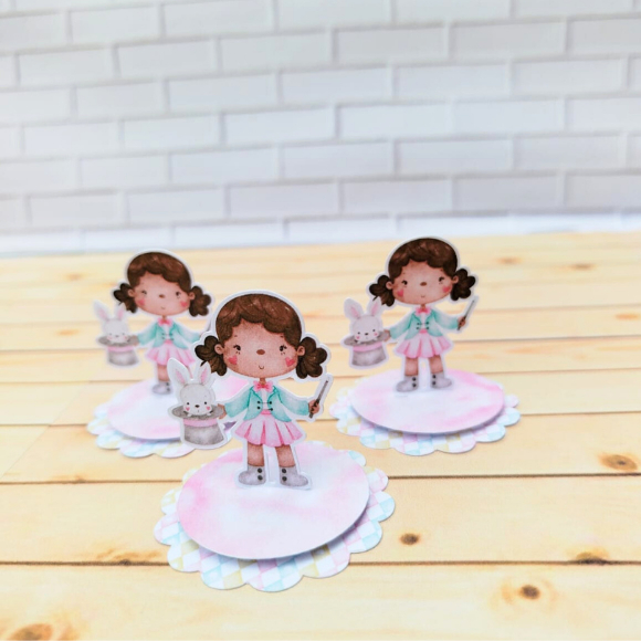 Kit Aplique 3D Cenário, 10 , 20 ,30 ou 40 und. Tag Personalizadas, Festa, Lembrancinhas Personalizadas Aniversário Circo Rosa Menina
