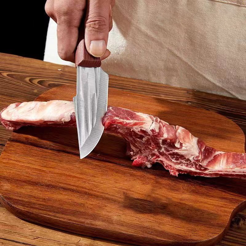 Faca de desossa profissional, cutelo de carne, faca de cozinha de aço inoxidável, faca mongol com bainha