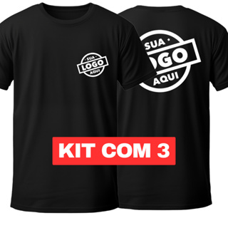 Kit 3 Camisetas Personalizadas Com Sua Logo 100% Algodão Envio Rápido em Oferta na Shopee