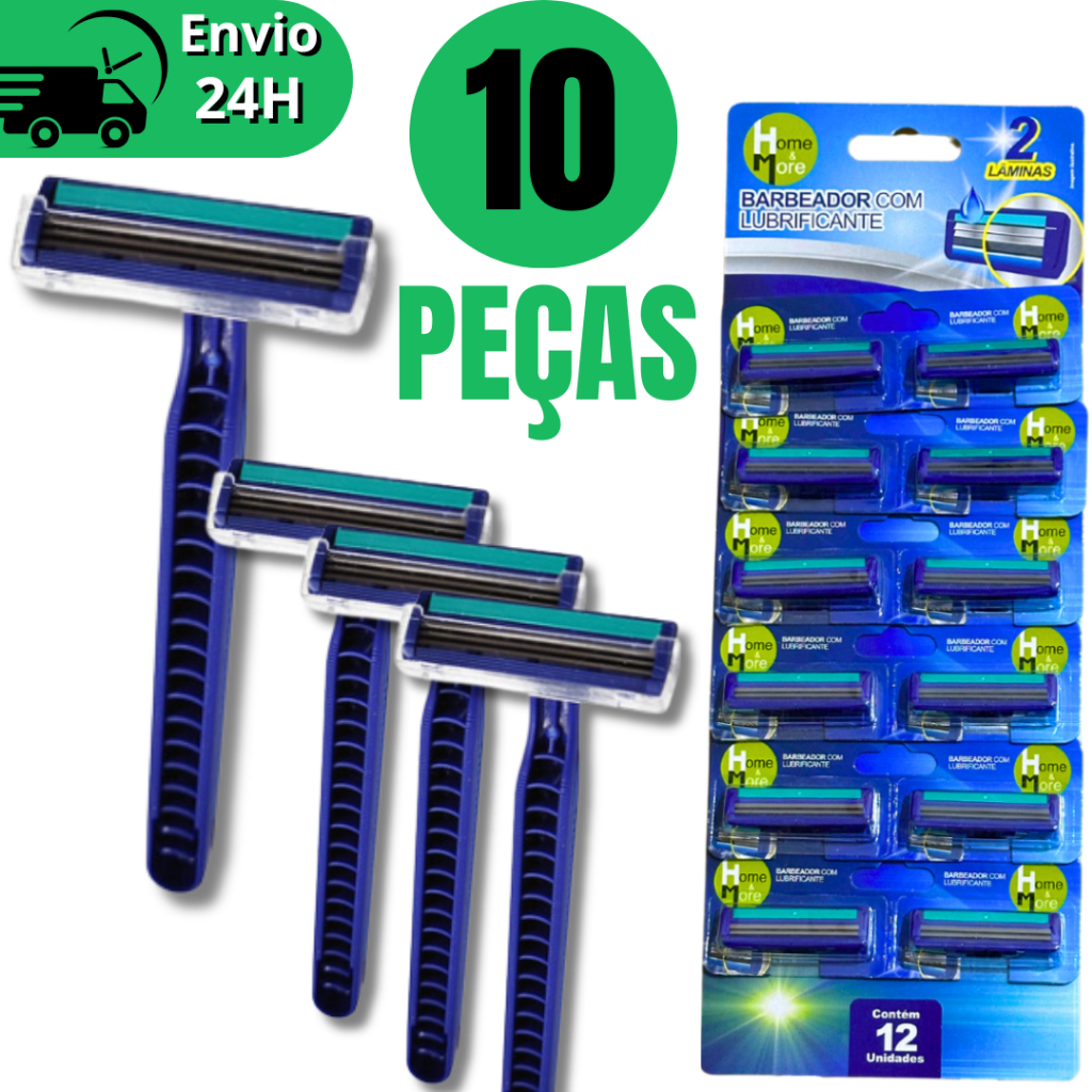 Kit 10 Gilete Presto Barba Profissional Aparelho Barbear 2 Laminas Barbeador Barba Cabelo Bigode