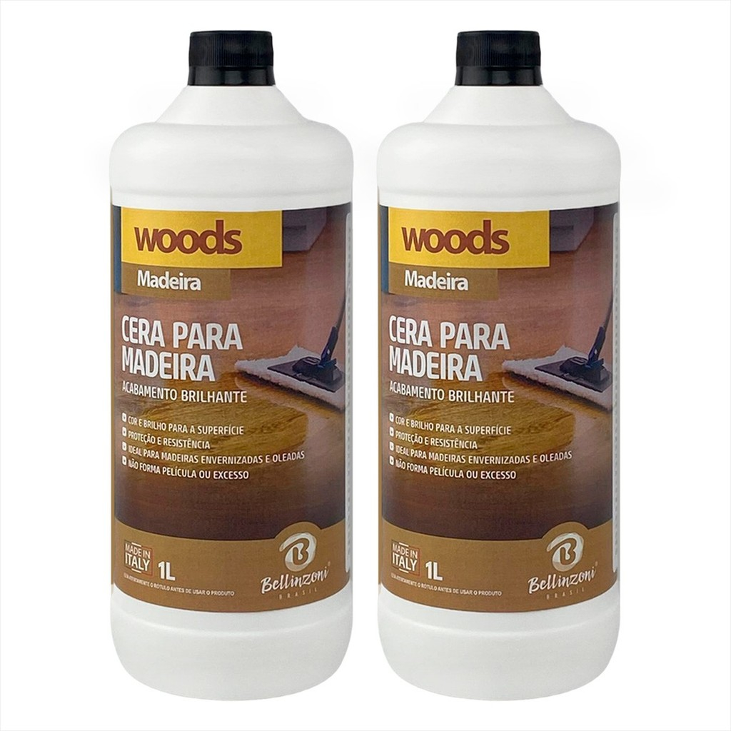 Kit 2 un Cera Para Madeira Envernizada E Oleada Bellinzoni 1 Litro - Sinteco