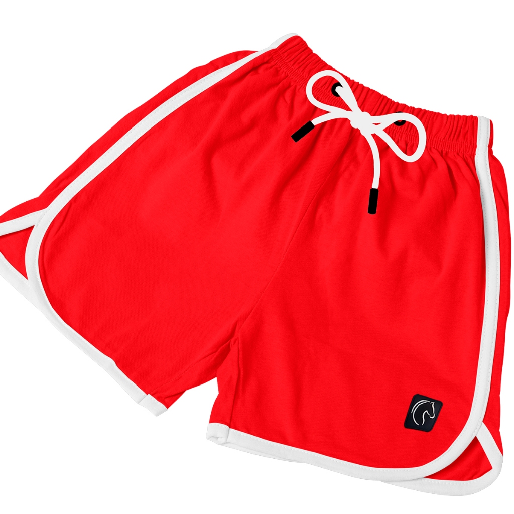 Short Feminino Premium Básico Liso Casual Ou Treino Soltinho Confortável Verão Vermelho em Oferta na Shopee