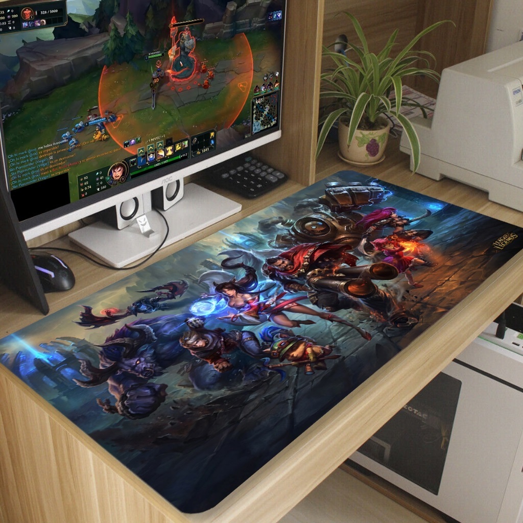 Mouse pad LOL  gamer Antiderrapante Grande diversas estampas 70x35 cm borda costurada