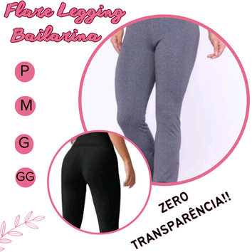 Calça Flare Feminina  Cós Alto Reto  Boca Sino Tecido Grosso Legging Suplex Sem Transparência Academia