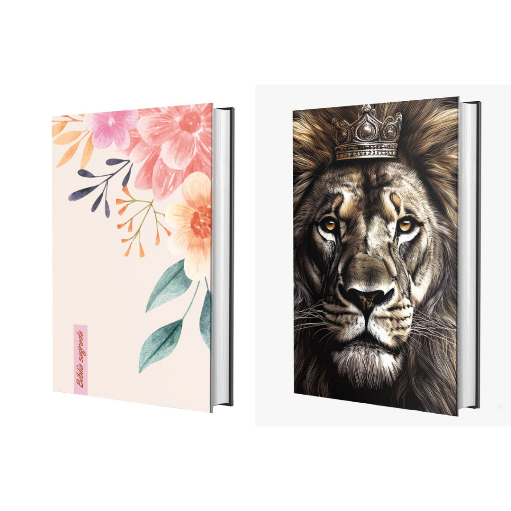 Kit 2 Bíblias Sagradas | NVI | Capa Dura Leão Judá + Capa Dura Floral - Books & Magazines